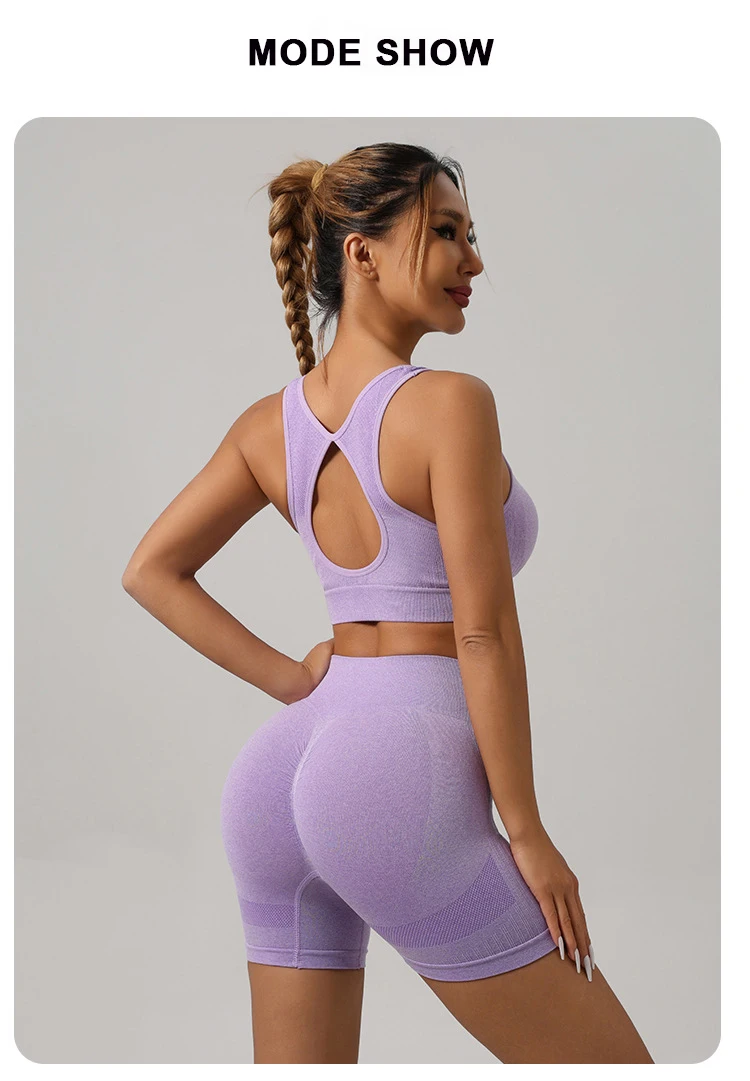 Women Padded Sports Bra High Waist Yoga Shorts Seamless Hip Lifting Gym Fitness Pants Workout Leggings Tights 2pcs Optional Set - Image 45