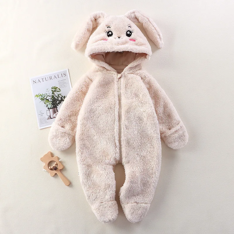 Autumn Winter Baby Romper Cartoon Fluffy Panda Rabbit Bear Jumpsuit Boys Girls Soft Warm Cotton Outwear Clothes - Image 7