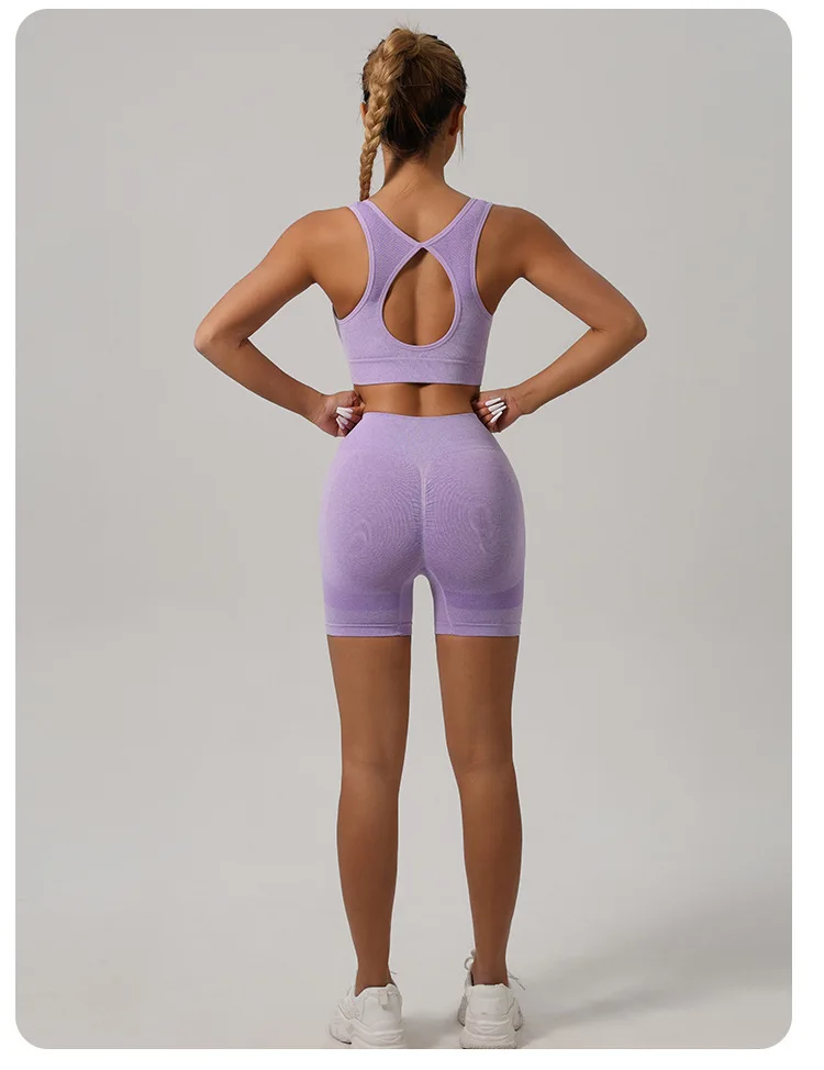 Women Padded Sports Bra High Waist Yoga Shorts Seamless Hip Lifting Gym Fitness Pants Workout Leggings Tights 2pcs Optional Set - Image 47