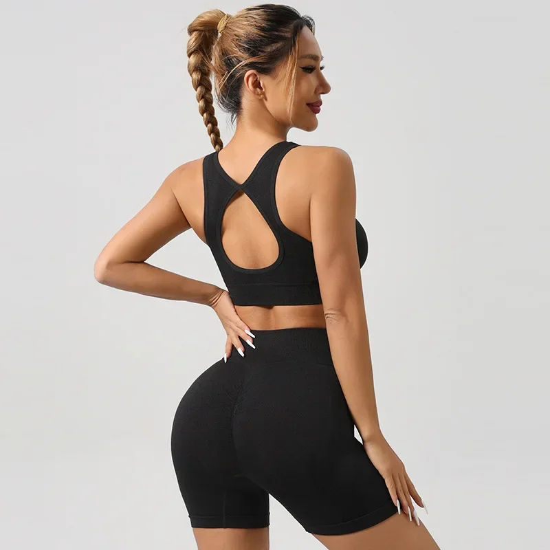 Women Padded Sports Bra High Waist Yoga Shorts Seamless Hip Lifting Gym Fitness Pants Workout Leggings Tights 2pcs Optional Set - Image 38