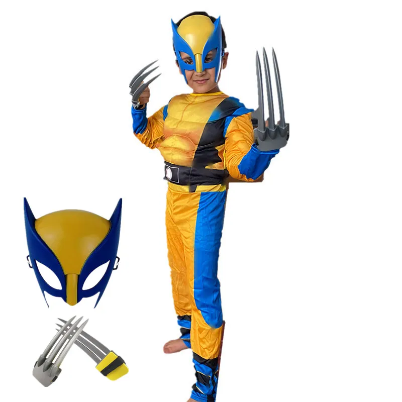 Kid Mask Jumpsuit Wolverine Cosplay Costume Halloween Christmas Kids New Year Costume Superhero Fantasy