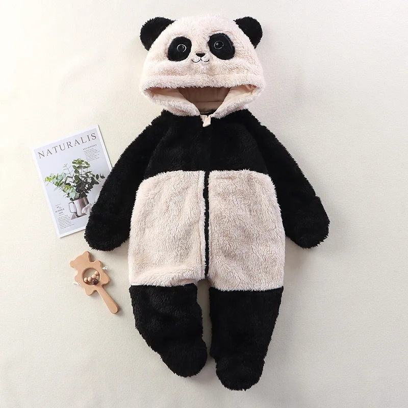 Autumn Winter Baby Romper Cartoon Fluffy Panda Rabbit Bear Jumpsuit Boys Girls Soft Warm Cotton Outwear Clothes - Image 9