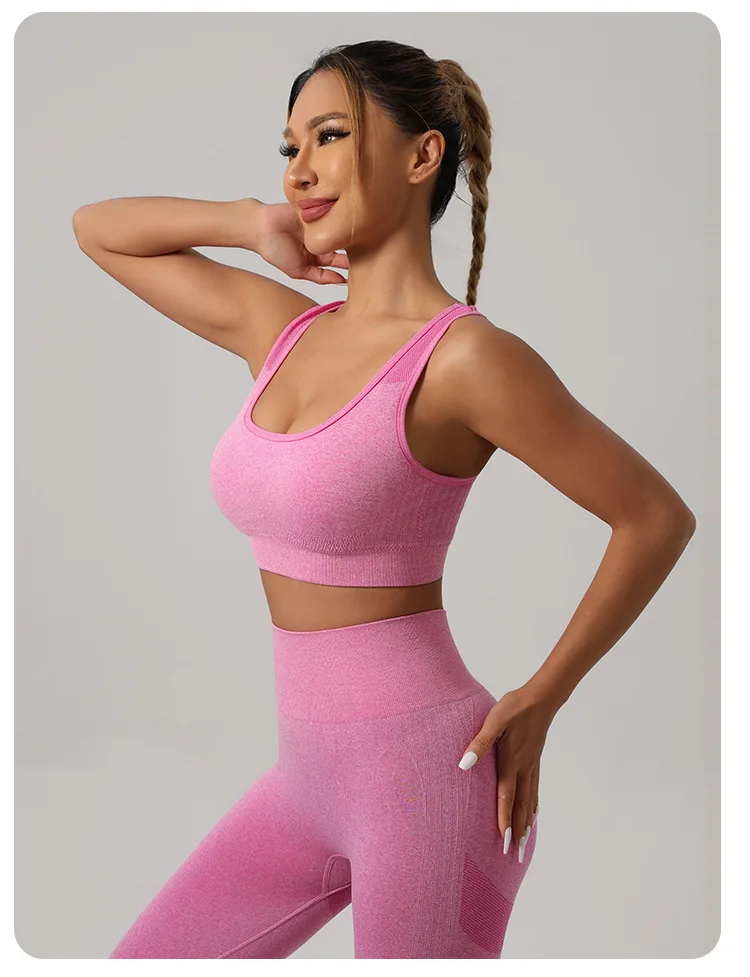 Women Padded Sports Bra High Waist Yoga Shorts Seamless Hip Lifting Gym Fitness Pants Workout Leggings Tights 2pcs Optional Set - Image 67
