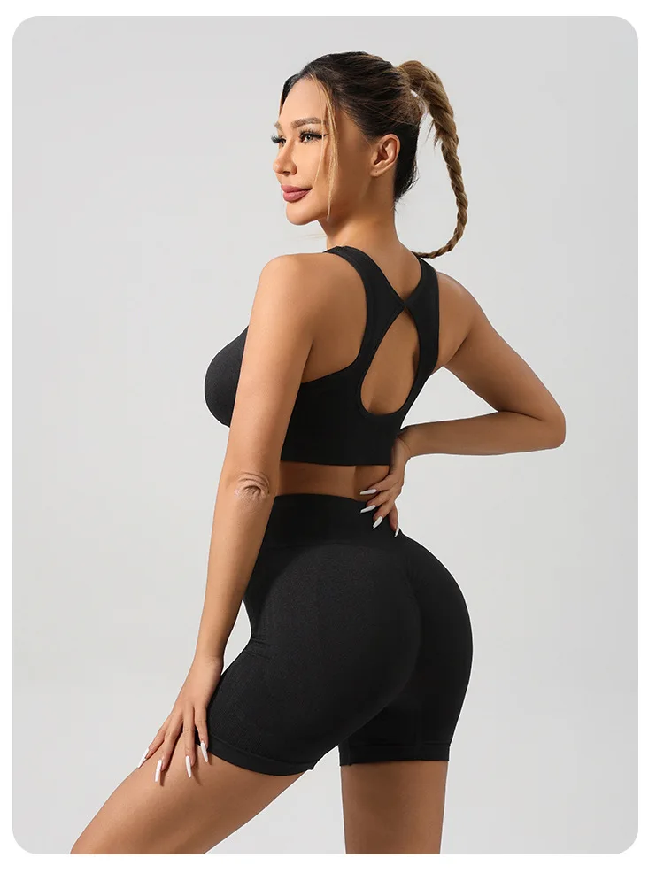 Women Padded Sports Bra High Waist Yoga Shorts Seamless Hip Lifting Gym Fitness Pants Workout Leggings Tights 2pcs Optional Set - Image 55