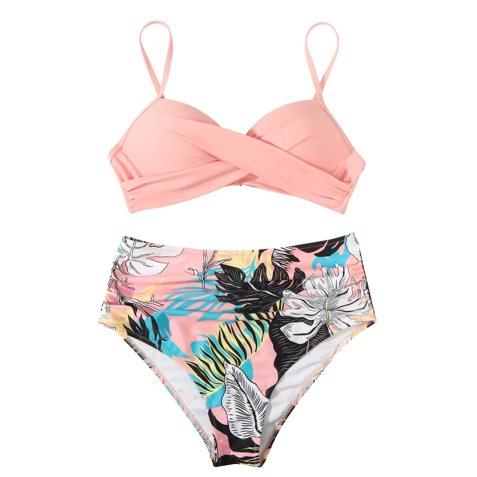 Sexy Based Print Split High Waist Bikini Swimsuit For Women 2 pcs - Image 36