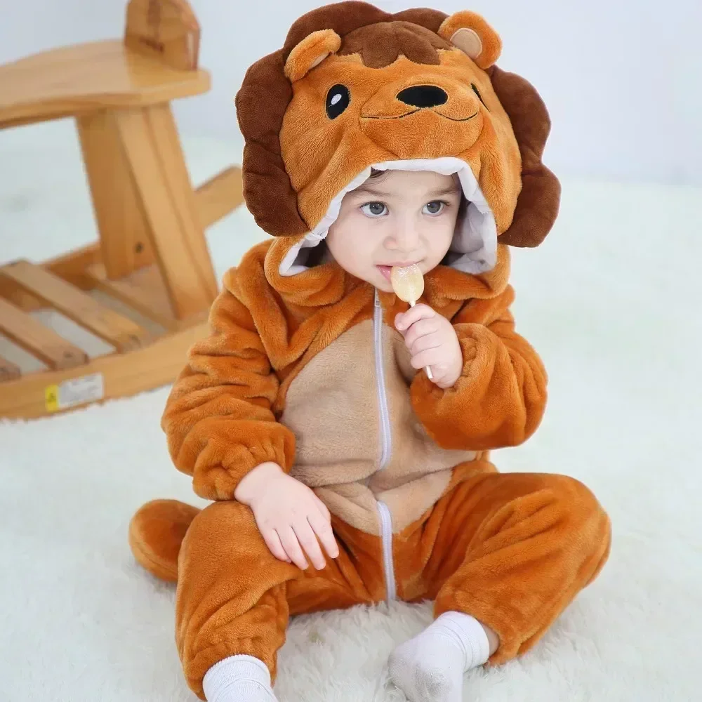 Baby Rompers Winter Kigurumi Lion Costume For Girls Boys Toddler Animal Jumpsuit Infant Clothes Pyjamas Kids Overalls Ropa Bebes - Image 10