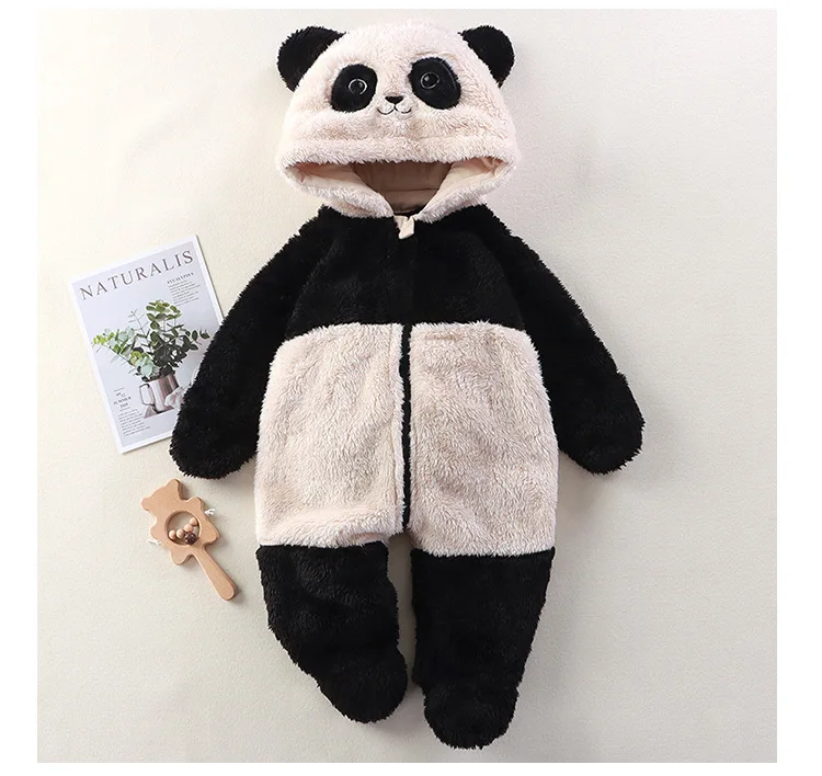 Autumn Winter Baby Romper Cartoon Fluffy Panda Rabbit Bear Jumpsuit Boys Girls Soft Warm Cotton Outwear Clothes - Image 10