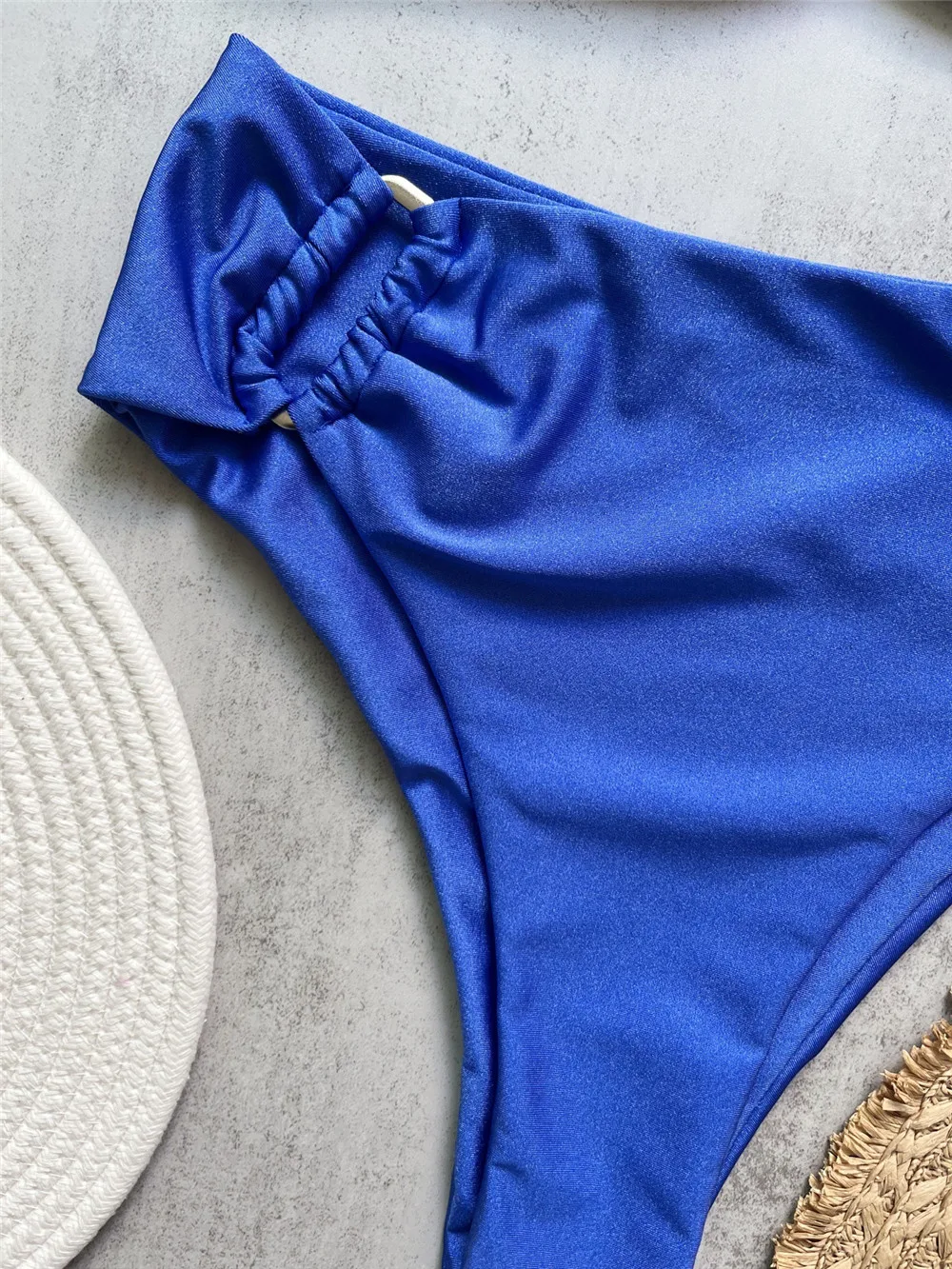 Brown Shiny Shaped Bikini High Waist Sexy Swimsuit Women 2026 Wrinkled Solid Swimwears Bathing Suit - Image 13