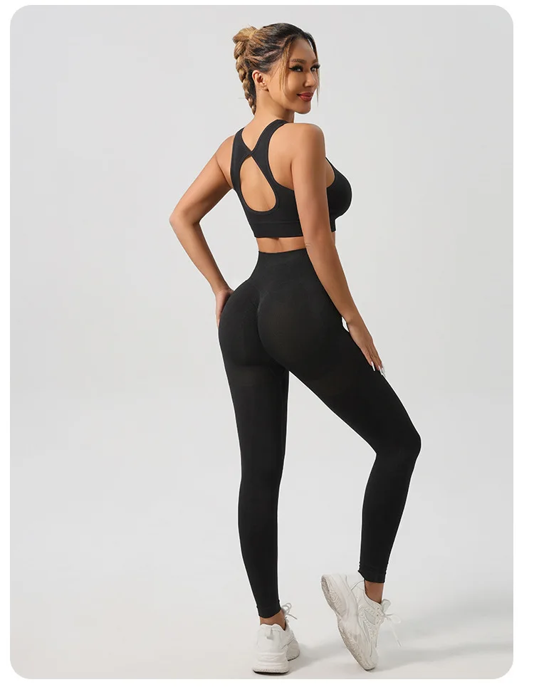 Women Padded Sports Bra High Waist Yoga Shorts Seamless Hip Lifting Gym Fitness Pants Workout Leggings Tights 2pcs Optional Set - Image 75