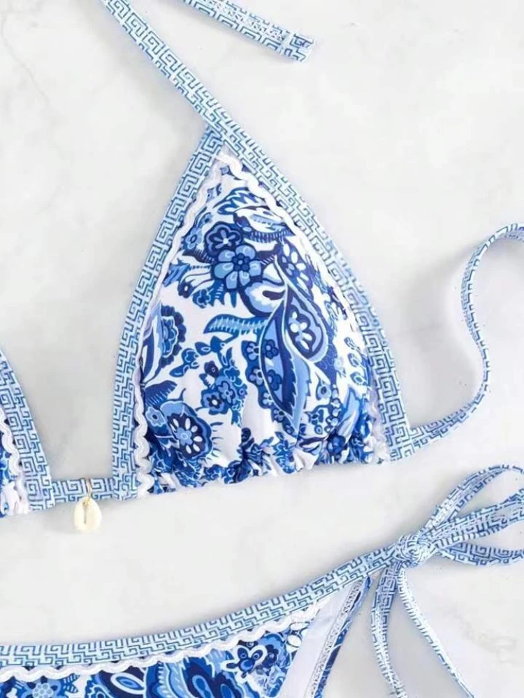 String Triangle Two Piece Bikini Women Swimwear Female Swimsuit - Image 3