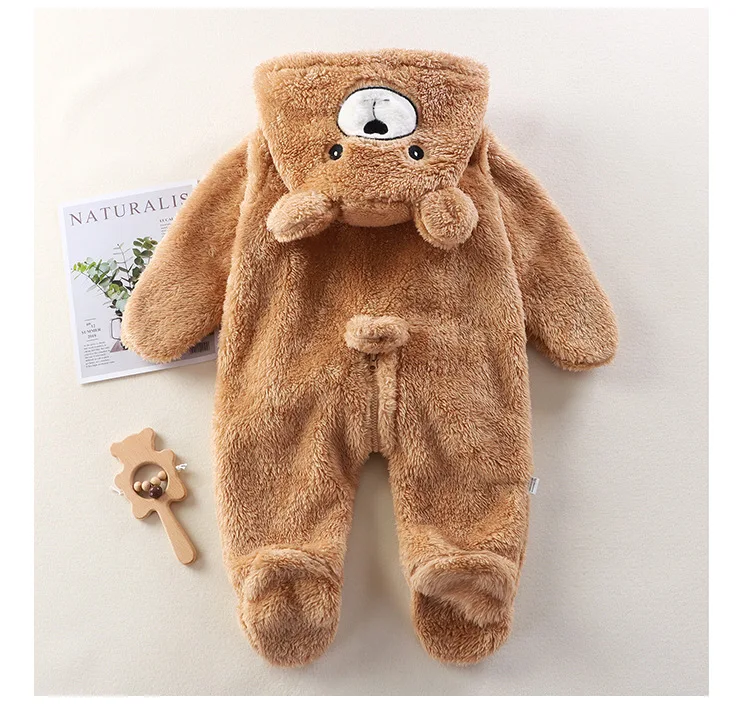 Autumn Winter Baby Romper Cartoon Fluffy Panda Rabbit Bear Jumpsuit Boys Girls Soft Warm Cotton Outwear Clothes - Image 12