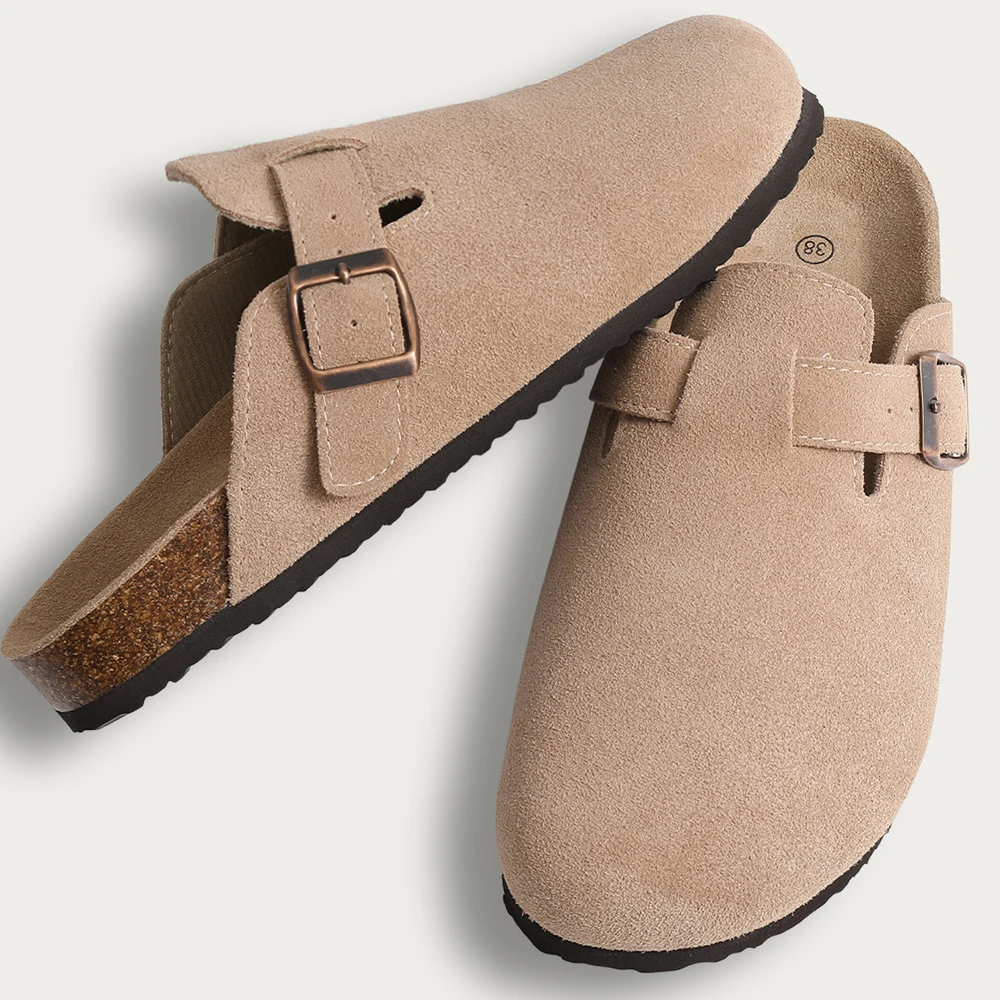 New Women Clogs For Women Fashion Cork Suede Mules Slipper Classic Cork Antislip For Outdoor Slippers With Arch Support - Image 2