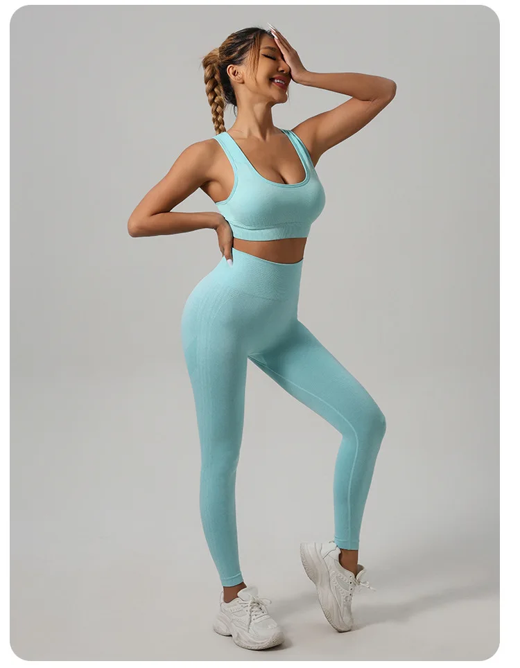 Women Padded Sports Bra High Waist Yoga Shorts Seamless Hip Lifting Gym Fitness Pants Workout Leggings Tights 2pcs Optional Set - Image 73