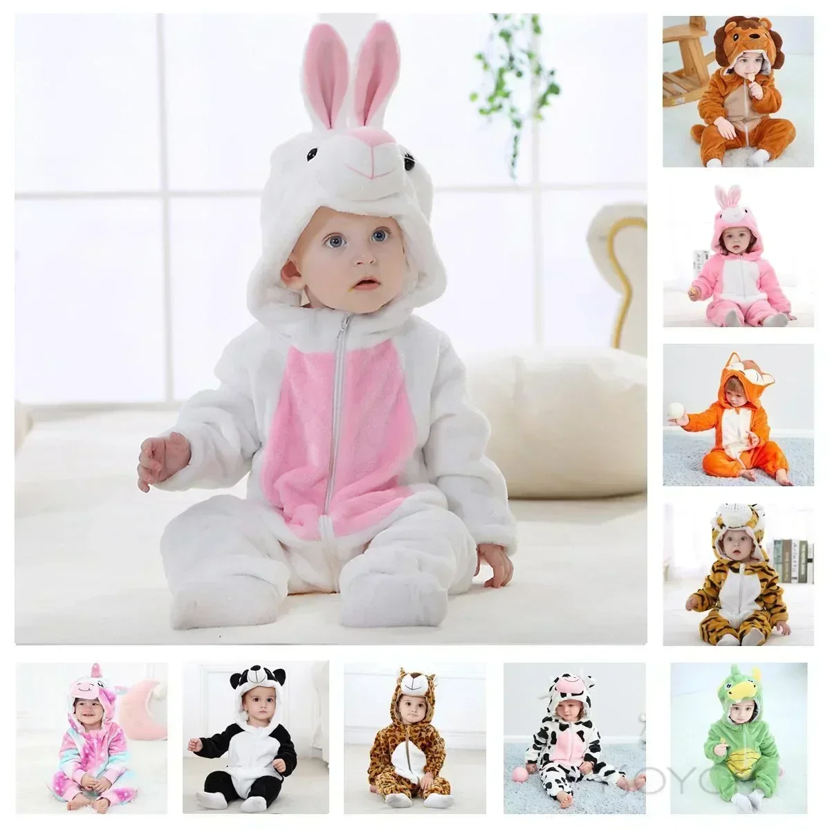 Baby Rompers Winter Kigurumi Lion Costume For Girls Boys Toddler Animal Jumpsuit Infant Clothes Pyjamas Kids Overalls Ropa Bebes - Image 2