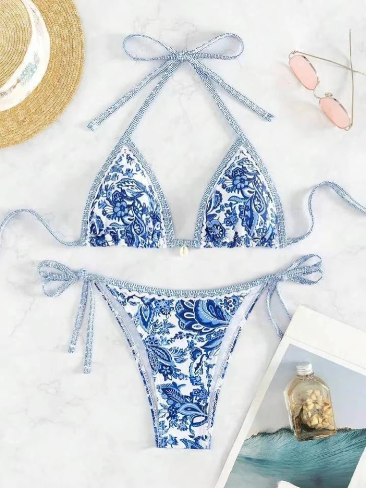 String Triangle Two Piece Bikini Women Swimwear Female Swimsuit