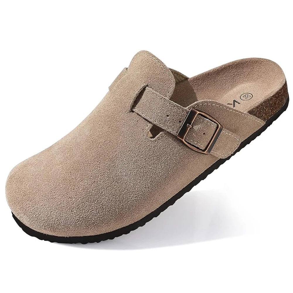 New Women Clogs For Women Fashion Cork Suede Mules Slipper Classic Cork Antislip For Outdoor Slippers With Arch Support
