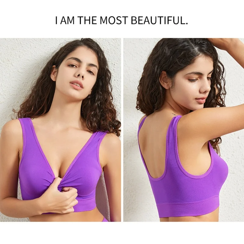 Women's S-5XL Seamless Bra Push-Up Sports Bra Non-wire Crop Tops Solid Color Sexy Lingerie No Pads Breathable Female Brassiere - Image 24