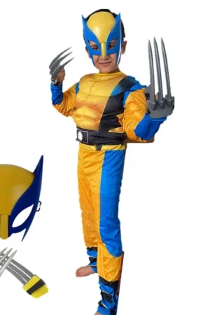 Child Movie Luxury Mask Jumpsuit Wolverine Cosplay Costume Halloween Christmas Kids New Year Costume Superhero Fantasy props