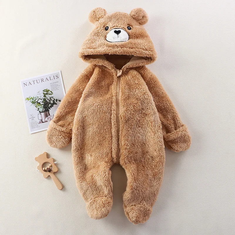 Autumn Winter Baby Romper Cartoon Fluffy Panda Rabbit Bear Jumpsuit Boys Girls Soft Warm Cotton Outwear Clothes - Image 8
