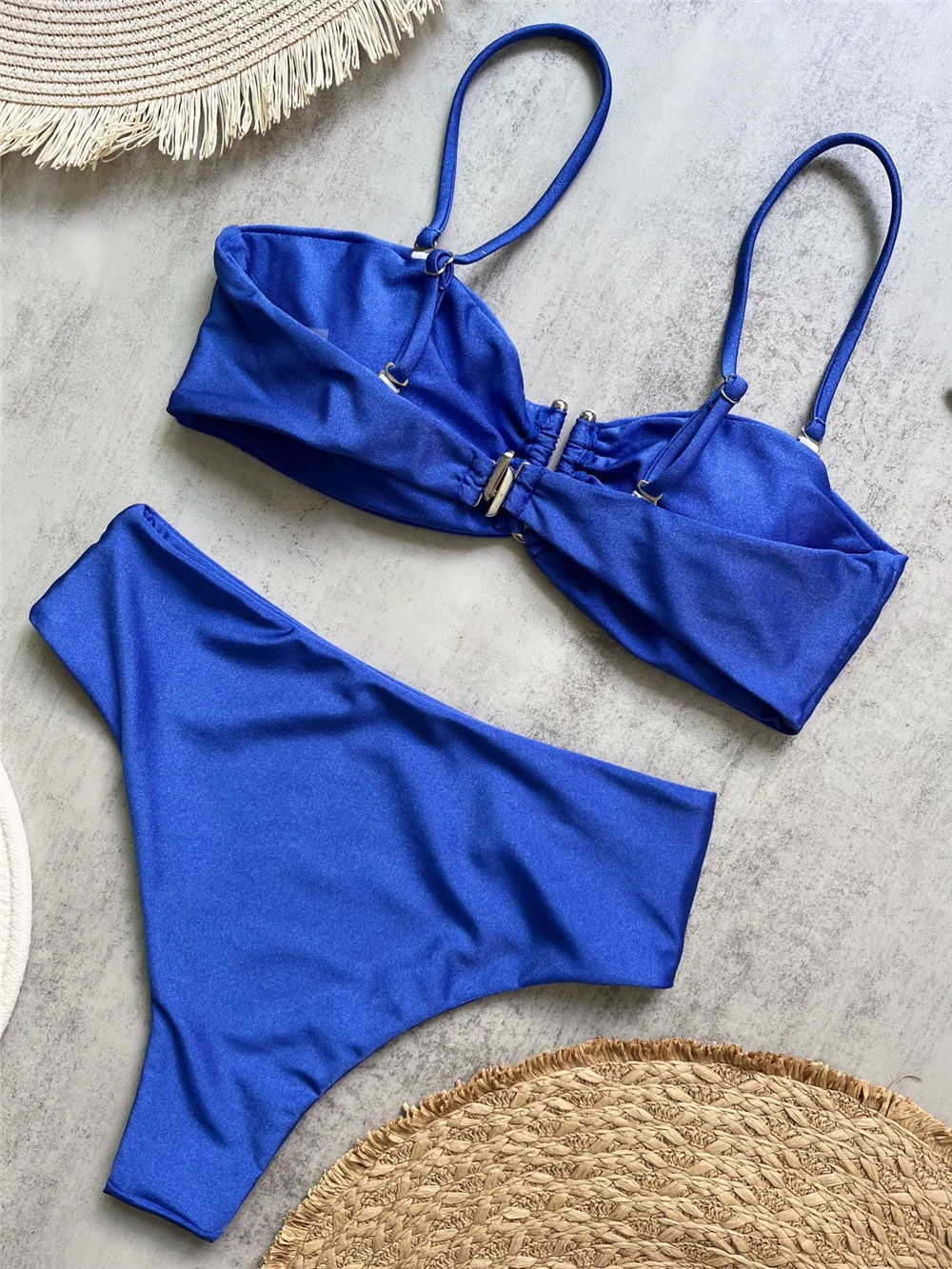 Brown Shiny Shaped Bikini High Waist Sexy Swimsuit Women 2026 Wrinkled Solid Swimwears Bathing Suit - Image 10