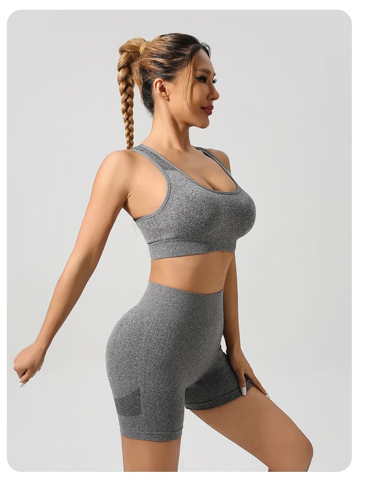Women Padded Sports Bra High Waist Yoga Shorts Seamless Hip Lifting Gym Fitness Pants Workout Leggings Tights 2pcs Optional Set - Image 53
