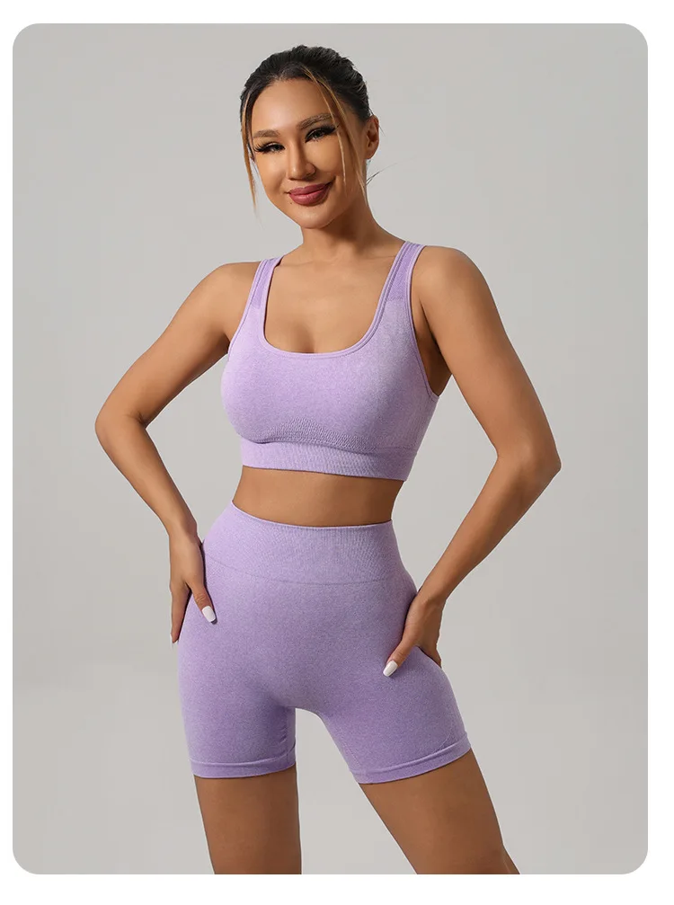 Women Padded Sports Bra High Waist Yoga Shorts Seamless Hip Lifting Gym Fitness Pants Workout Leggings Tights 2pcs Optional Set - Image 46