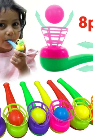 Colorful Plastic Tube Blow Ball Children's Puzzle Toys Classic Magic Floating Blow Ball Toys Baby Balance Training Game - 2-8pcs