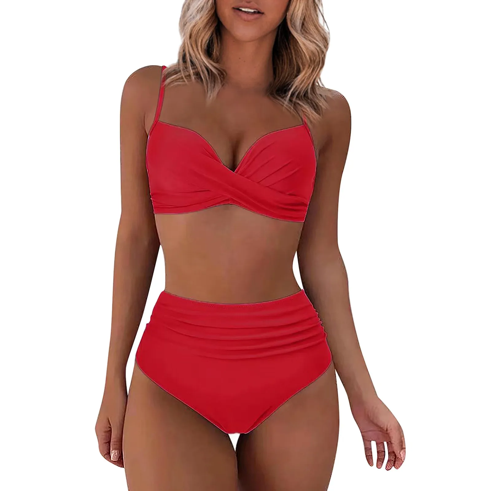 Sexy Based Print Split High Waist Bikini Swimsuit For Women Two Piece - Image 2