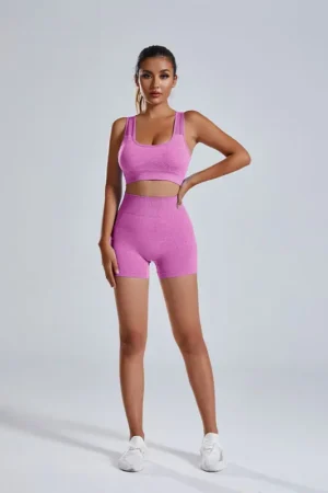 Summer Europe and the United States yoga suit women running sports fitness training two-piece set