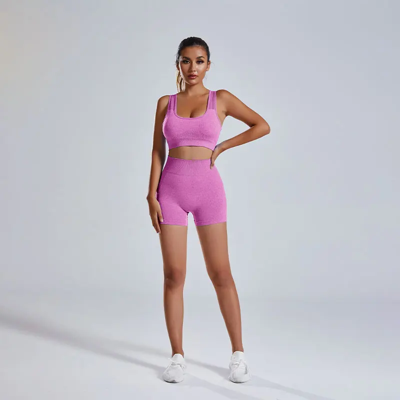 Summer Europe and the United States yoga suit women running sports fitness training two-piece set