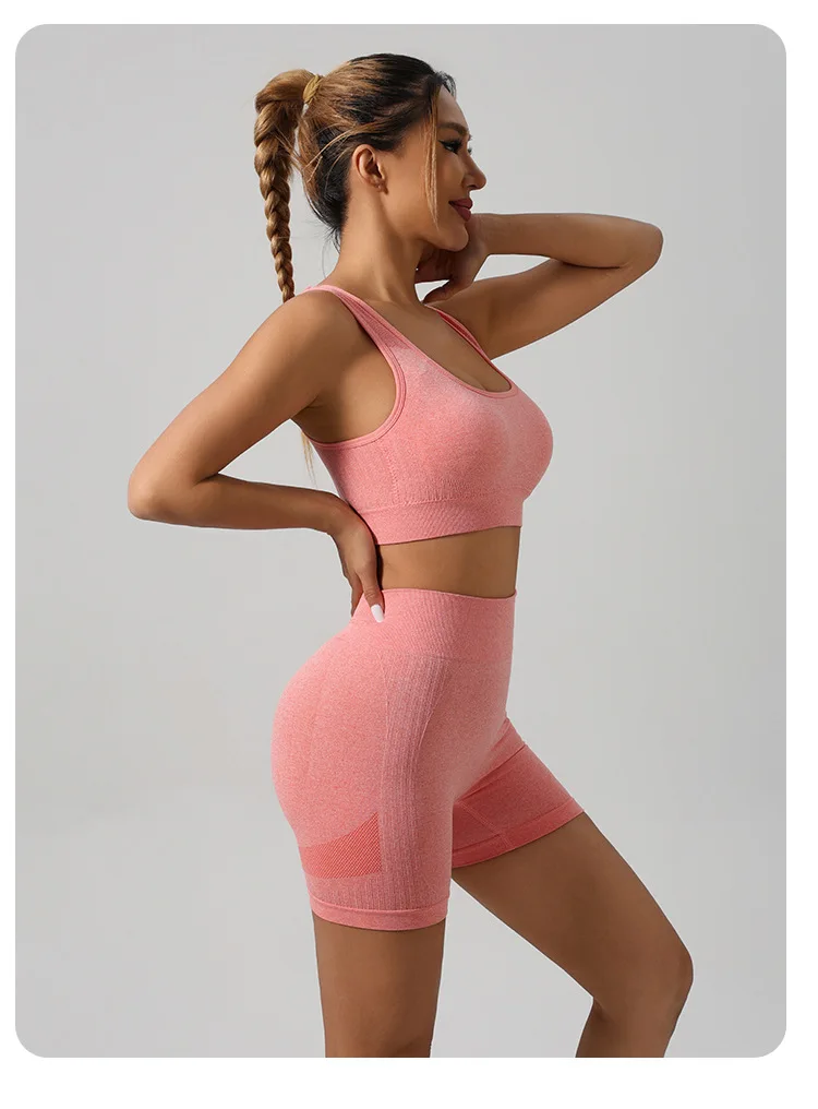 Women Padded Sports Bra High Waist Yoga Shorts Seamless Hip Lifting Gym Fitness Pants Workout Leggings Tights 2pcs Optional Set - Image 57