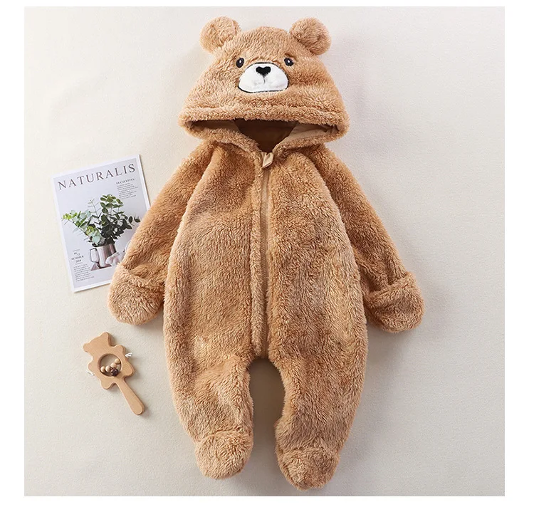 Autumn Winter Baby Romper Cartoon Fluffy Panda Rabbit Bear Jumpsuit Boys Girls Soft Warm Cotton Outwear Clothes - Image 11