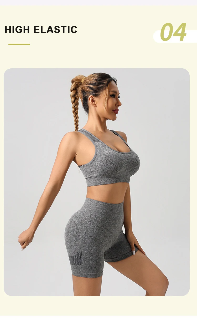 Women Padded Sports Bra High Waist Yoga Shorts Seamless Hip Lifting Gym Fitness Pants Workout Leggings Tights 2pcs Optional Set - Image 44