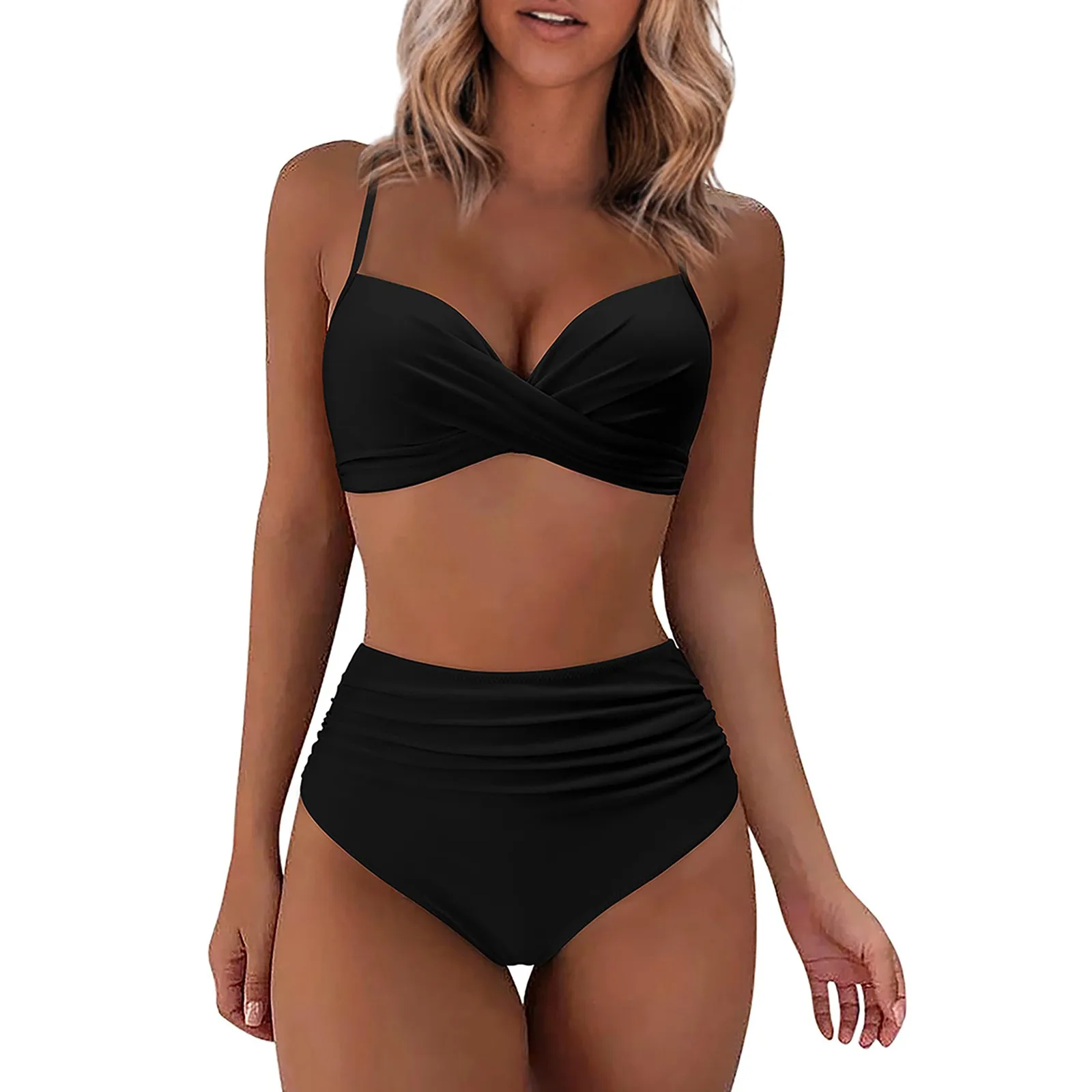 Sexy Based Print Split High Waist Bikini Swimsuit For Women 2 pcs - Image 4