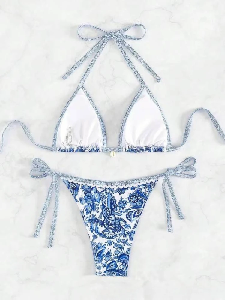 String Triangle Two Piece Bikini Women Swimwear Female Swimsuit - Image 2