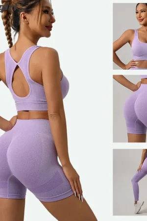 Women Padded Sports Bra High Waist Yoga Shorts Seamless Hip Lifting Gym Fitness Pants Workout Leggings Tights 2pcs Optional Set