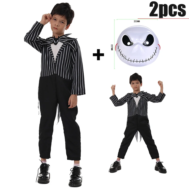 Girl Christmas Eve Scary Ruffle Dress Bow Suit Halloween Costume Girls Boys Sally Jack Cosplay Costume Tracksuit Party Outfits - Image 3