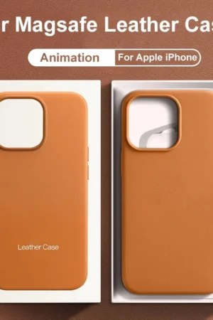 Original Animated Leather Cases for iPhone 16 13 14 15 Pro Max for Magsafe Magnetic Wireless Charging Cover For 15 Plus