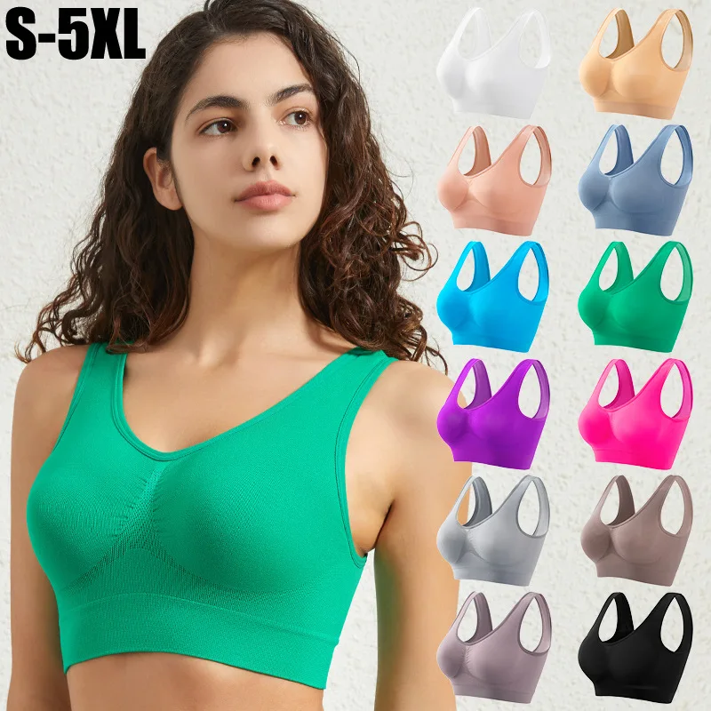 Women's S-5XL Seamless Bra Push-Up Sports Bra Non-wire Crop Tops Solid Color Sexy Lingerie No Pads Breathable Female Brassiere - Image 20