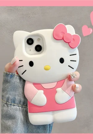 Pink Hello Kitty Soft Cover Case For iPhone 16 - 11 Silicone