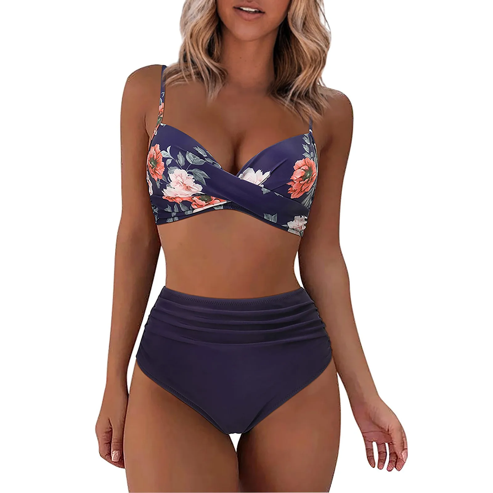 Sexy Based Print Split High Waist Bikini Swimsuit For Women 2 pcs - Image 11