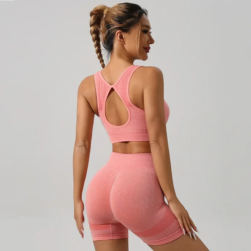 Women Padded Sports Bra High Waist Yoga Shorts Seamless Hip Lifting Gym Fitness Pants Workout Leggings Tights 2pcs Optional Set - Image 34