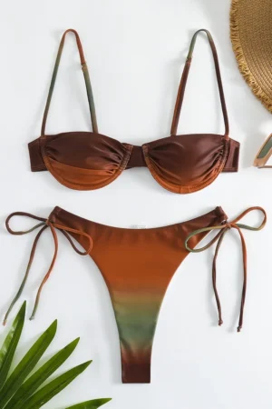 High Cut Bikini Female Swimsuit Women Swimwear Bikini Thong Bathing Suit Swim Beachwear - 2pcs