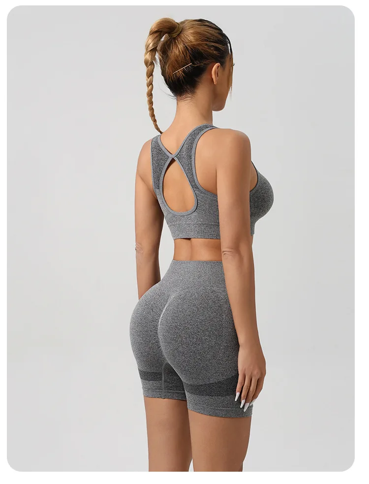 Women Padded Sports Bra High Waist Yoga Shorts Seamless Hip Lifting Gym Fitness Pants Workout Leggings Tights 2pcs Optional Set - Image 54
