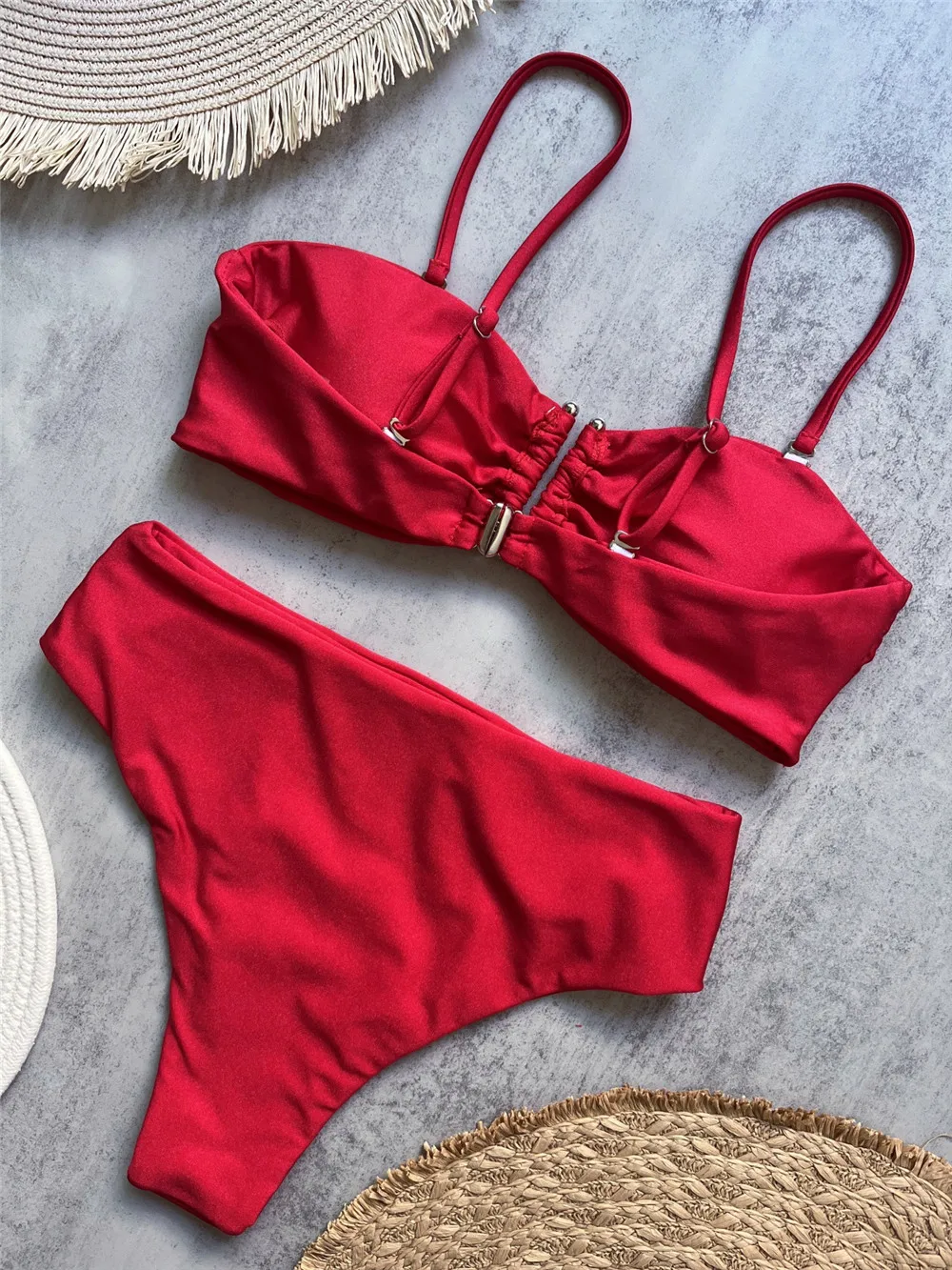 Brown Shiny Shaped Bikini High Waist Sexy Swimsuit Women 2026 Wrinkled Solid Swimwears Bathing Suit - Image 16